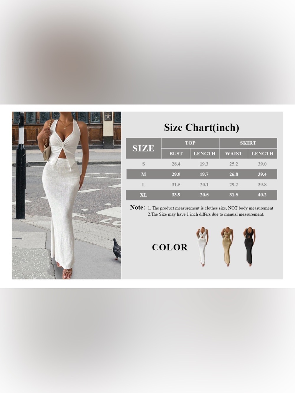QJQ 2 Piece Outfits Summer Twist Front Halter Tank Tops Bodycon Large Long Maxi - Picture 9 of 10